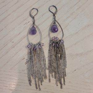 3/$10 Amethyst and silver long earrings